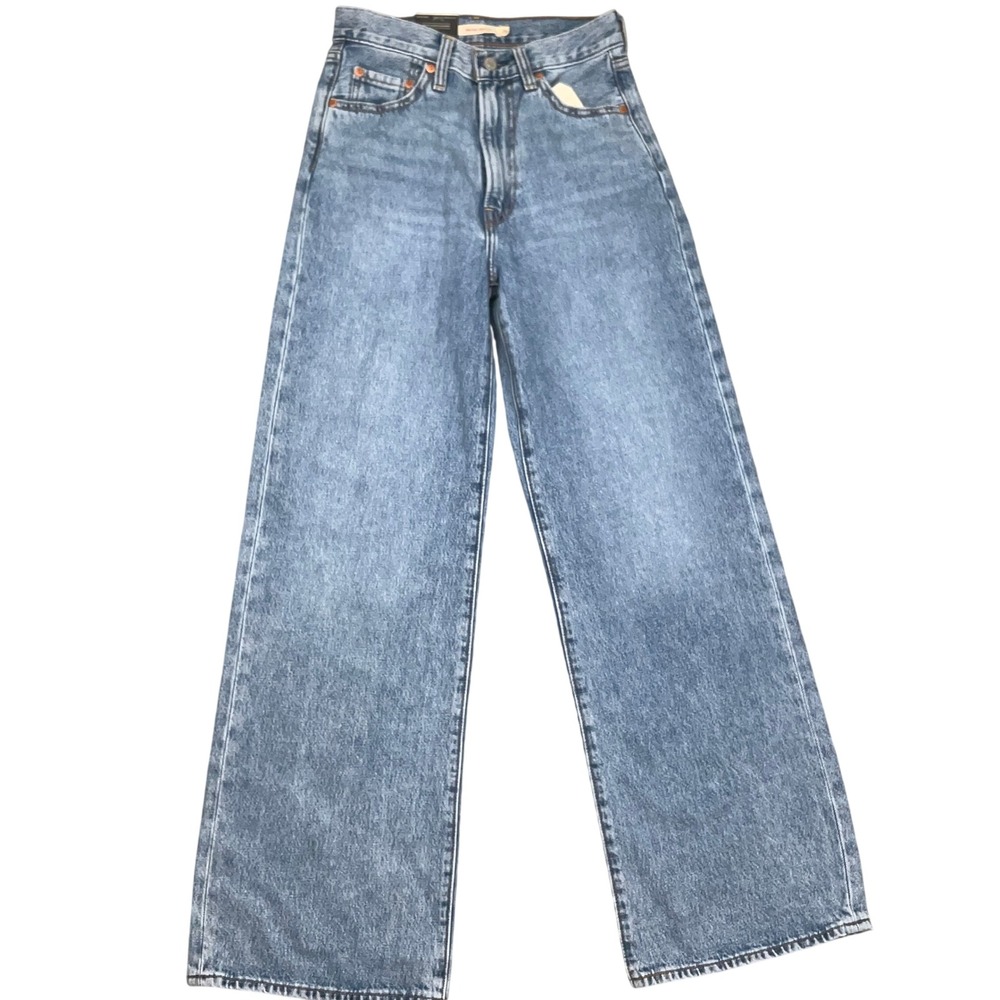 Levi's Premium Ribcage Jeans Women 26 Light Blue Wide Leg High Rise Denim NWT